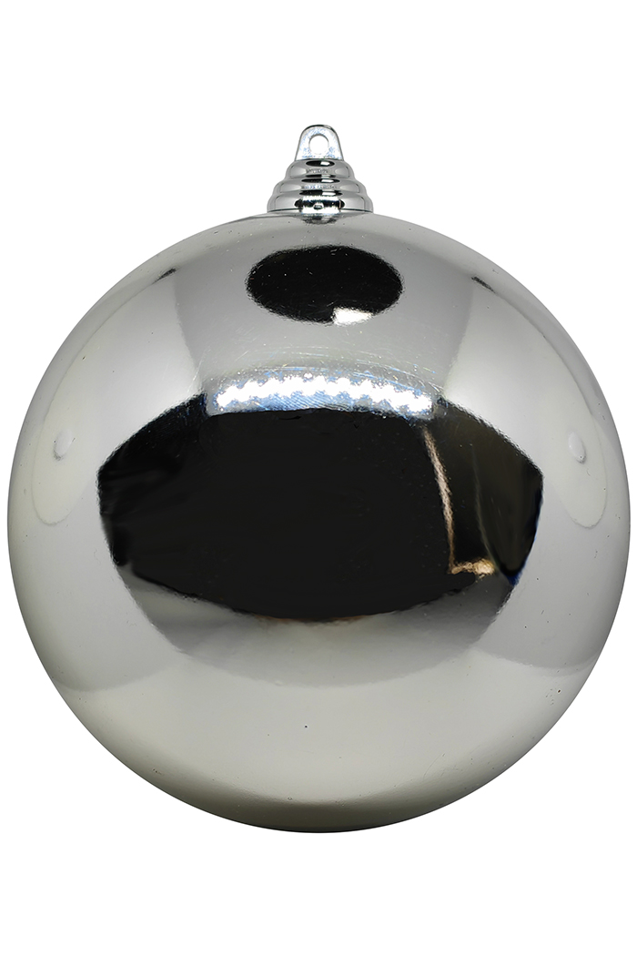 Шар пластиковый глянцевый от 12 до 25 см серебро